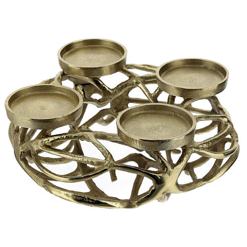 Golden metal Advent wreath with candle plates 2