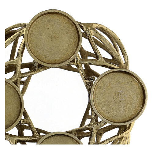 Golden metal Advent wreath with candle plates 3