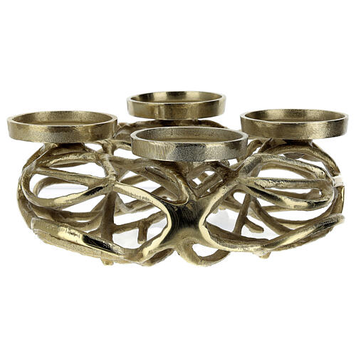 Golden metal Advent wreath with candle plates 4