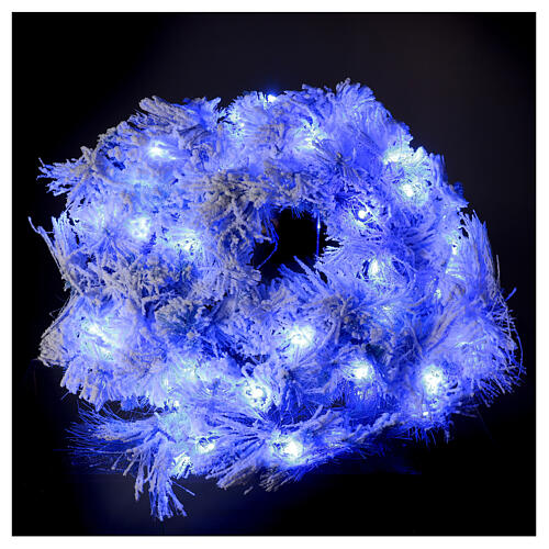 STOCK Weihnachtskranz mit blauer LED-Leuchte mit schneebedecktem Effekt, 50 cm 1
