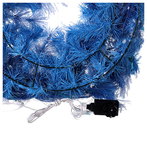 STOCK Couronne de Noël lumières LED bleu enneigé 50 cm 5