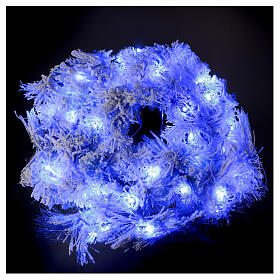 STOCK Blue snowy Christmas wreath with LED lights 20 in