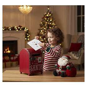 Christmas mailbox, red metal, 20x15x10 cm