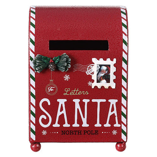 Christmas mailbox, red metal, 20x15x10 cm 1