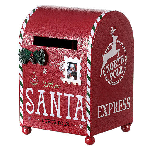 Christmas mailbox, red metal, 20x15x10 cm 2