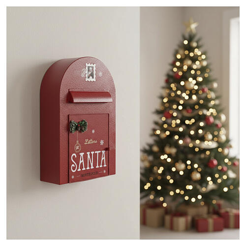 Boîtes aux lettres Noël métal rouge 40x25x10 cm 4