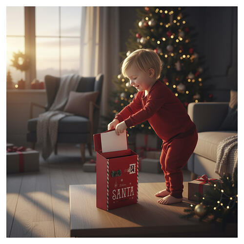 Boîte aux lettres Noël rouge 30x25x10 cm 4