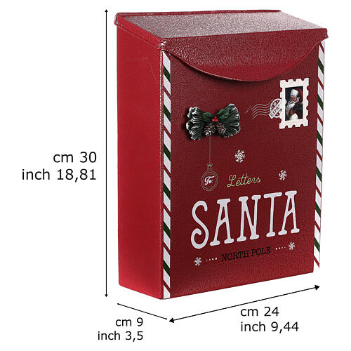 Cassetta delle lettere Natale rosso 30x25x10 cm 3