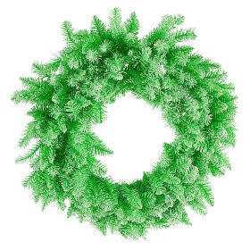 STOCK Corona verde brillante abeto Navidad pvc 80 cm