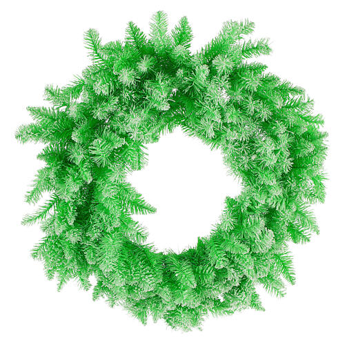 STOCK Corona verde brillante abeto Navidad pvc 80 cm 1