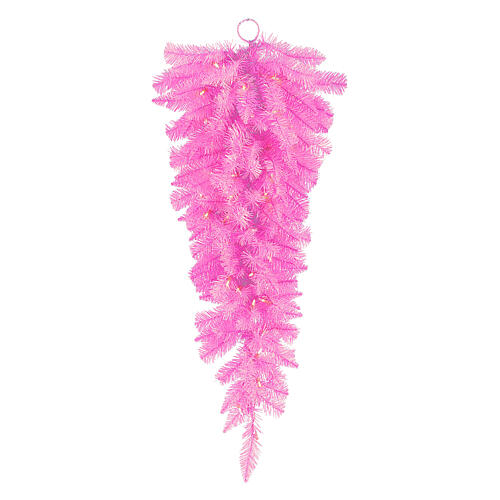 STOCK Fairy Pink rosa kleiner Weihnachtsbaum aus PVC zum Aufhängen mit LED-Leuchte, 100 cm 1