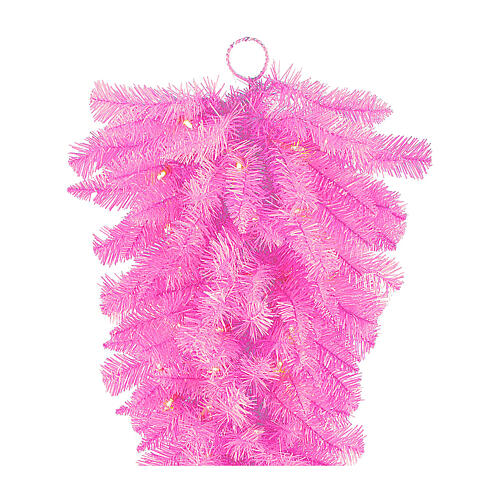 STOCK Fairy Pink rosa kleiner Weihnachtsbaum aus PVC zum Aufhängen mit LED-Leuchte, 100 cm 2