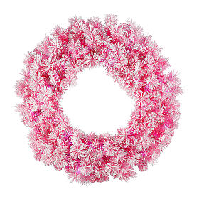 STOCK Corona rosa Fairy Pink 90 cm led Natale PVC