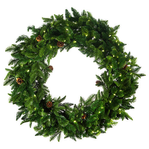 STOCK Christmas wreath, outdoor collection, 120 cm, poly feel-real, 100 LED lights 1