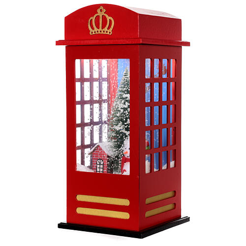 Telephone booth, snowfall, Christmas music and light, 55x25x25 cm 2