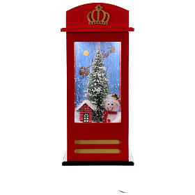 Cabina telefonica nevicata natalizia musica luce 55x25x25 cm