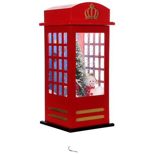 Cabina telefonica nevicata natalizia musica luce 55x25x25 cm 3