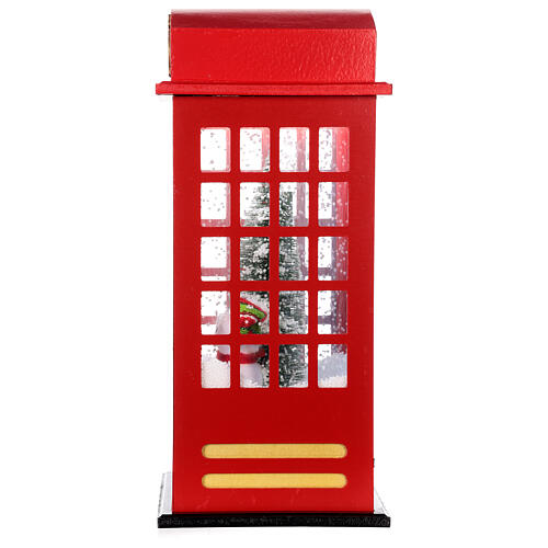 English telephone booth Christmas snowfall music light 55x25x25 cm 7