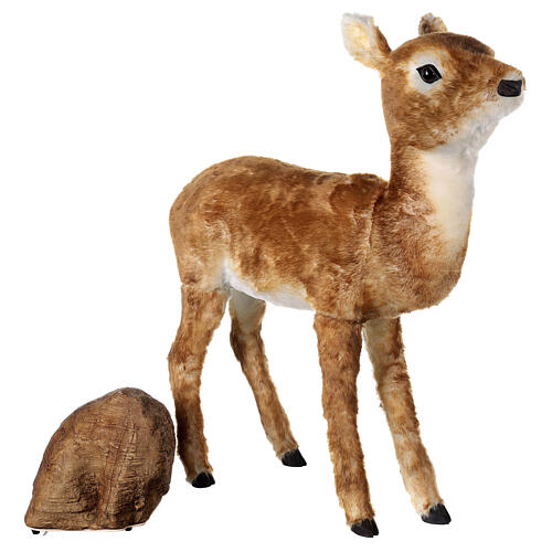 Brown fawn Christmas decoration with music movement 90x80x20 cm 4