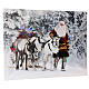 Fiber optic lighted Christmas canvas, Santa Claus with reindeers, 30x40 cm s2