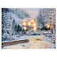 LED lighted Christmas canvas, snowy landscape with house, 30x40 cm s1