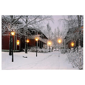 Leuchtendes Bild mit verschneiter Landschaft und Haus, 40x60 cm