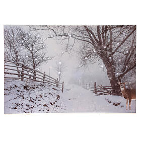 Leuchtendes Bild mit verschneiter Landschaft und Reiter schwarz/ weiß, 40x60 cm