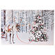 Renifer przy choince i śnieg, bożonarodzeniowy obraz podświetlany światłowodowy 40x60 cm s1