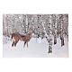 Lighted Christmas canvas snowy landscape deer gazing fiber optic 40x60 cm s1
