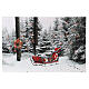 Leuchtendes weihnachtliches Bild mit verschneiter Landschaft und rotem Schlitten, 40x60 cm s1