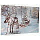 Lighted Christmas canvas picture snowy trees reindeer pulling sleigh 40x60 cm s2