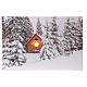 Quadro luminoso natalizio fibra ottica paesaggio innevato casetta 40x60 cm s1