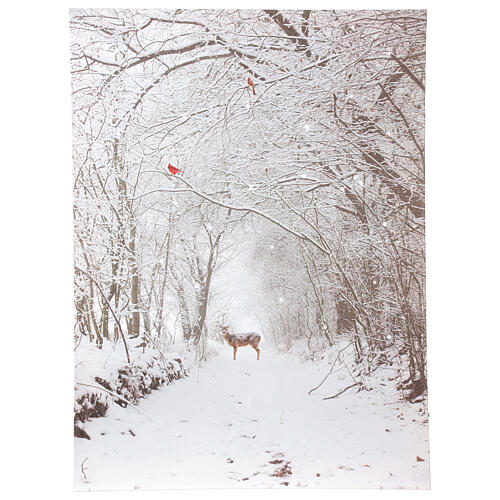 Christmas canvas picture fiber optic with snowy trail deer 40x30 cm 1