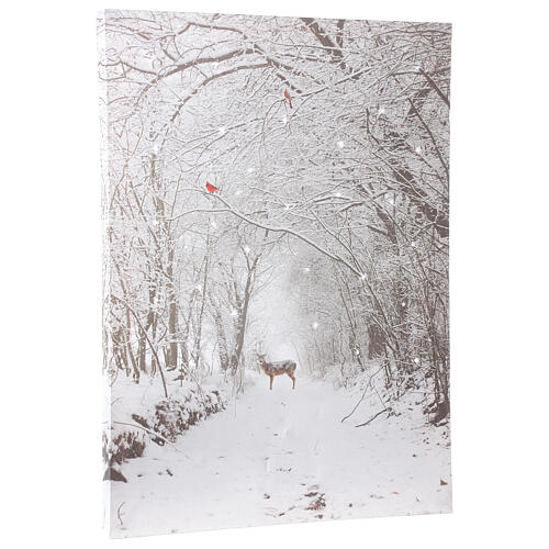 Christmas canvas picture fiber optic with snowy trail deer 40x30 cm 2