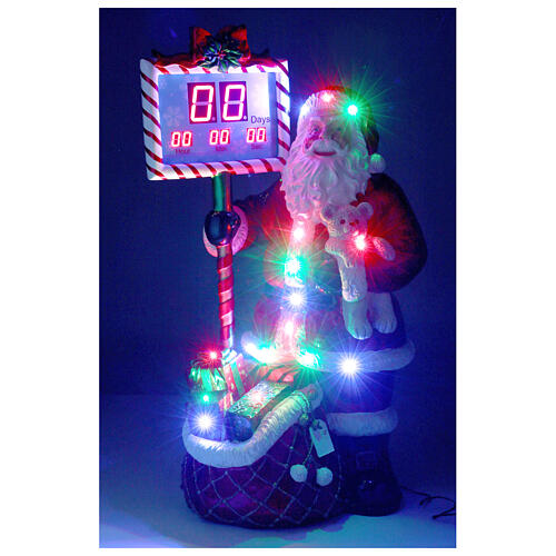 Fibreglass Santa Claus with electric countdown and LED lights, h 160 cm, music 1