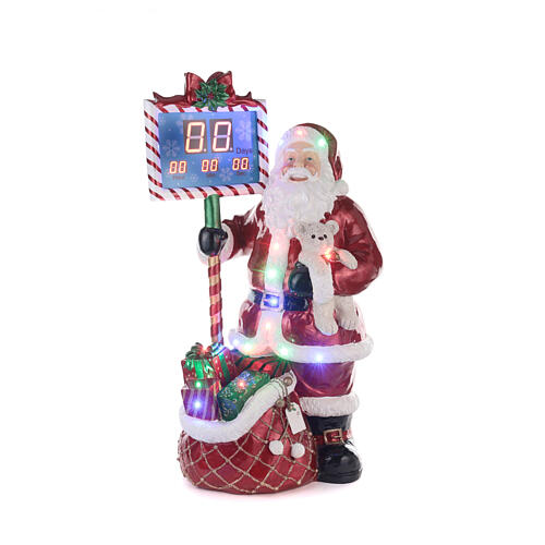Fibreglass Santa Claus with electric countdown and LED lights, h 160 cm, music 2