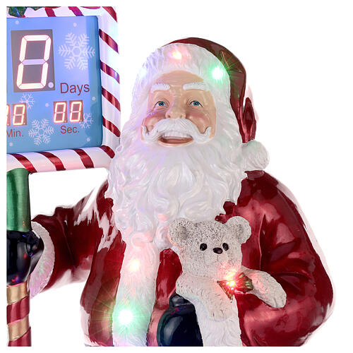 Fibreglass Santa Claus with electric countdown and LED lights, h 160 cm, music 3