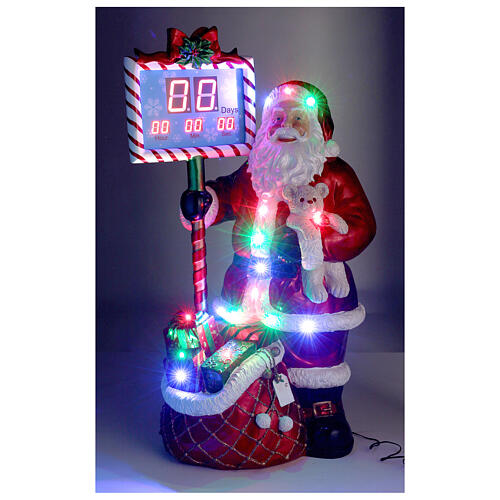 Fibreglass Santa Claus with electric countdown and LED lights, h 160 cm, music 4