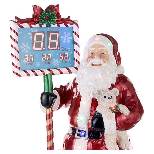 Fibreglass Santa Claus with electric countdown and LED lights, h 160 cm, music 5