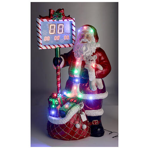 Fibreglass Santa Claus with electric countdown and LED lights, h 160 cm, music 6
