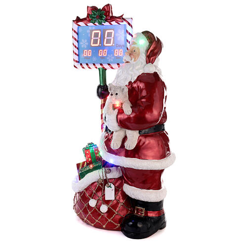 Fibreglass Santa Claus with electric countdown and LED lights, h 160 cm, music 7