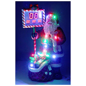 Pai Natal Contagem Decrescente h 160 cm música luzes LED fibra de vidro