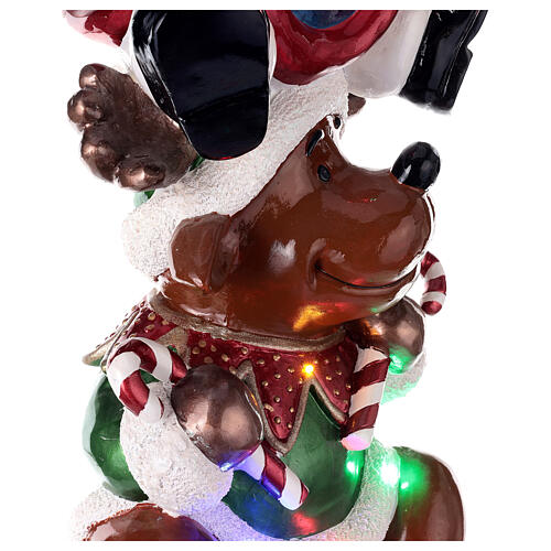 Christmas fibreglass decoration with Santa, reindeer and snowman on a train, h 180 cm, LED lights 6