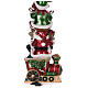 Christmas fibreglass decoration with Santa, reindeer and snowman on a train, h 180 cm, LED lights s11