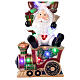 Papá Noel reno y muñeco de nieve en tren h 180 cm LED s5