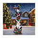 Père Noël renne et bonhomme de neige en train h 180 cm LED s2
