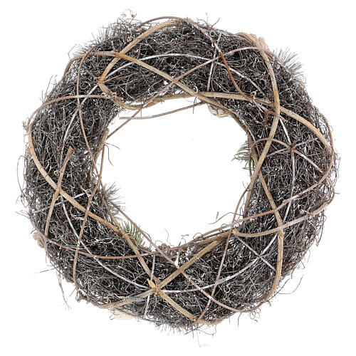 Weiße Weihnachtsgirlande mit silbernen Kugeln und glitzernden Tannenzapfen, 34 cm 5