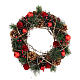 Red Christmas wreath with glitter, pinecones, berries and Christmas balls, 34 cm s1