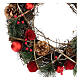 Ghirlanda natalizia glitterata pigne palline rosse bacche 34 cm s2