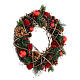 Ghirlanda natalizia glitterata pigne palline rosse bacche 34 cm s3